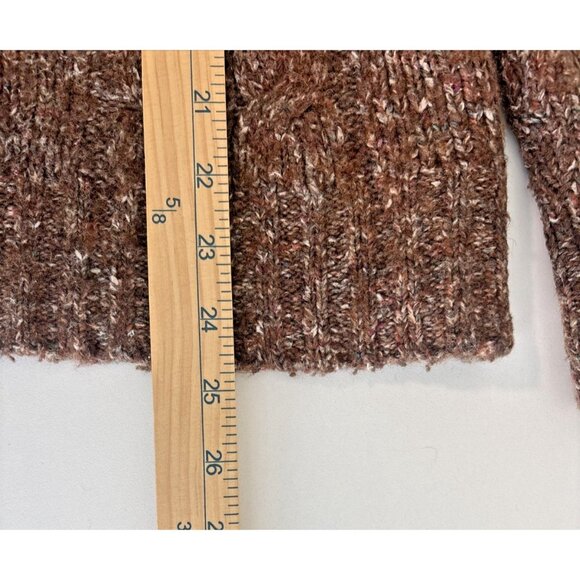 L.L. Bean Women's Wool Blend Sweater Cardigan L Brown Marled Button Front Knit - Picture 6 of 6